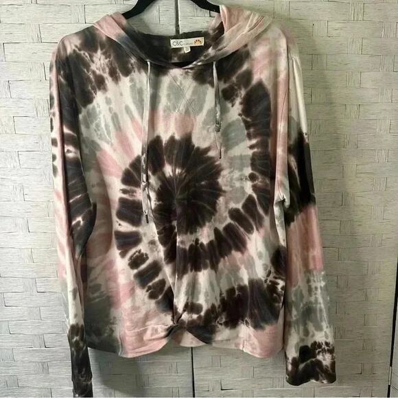 C&C California Tops - C&C California Twist Front Tie Dye Hoodie, casual beach in good condition size L